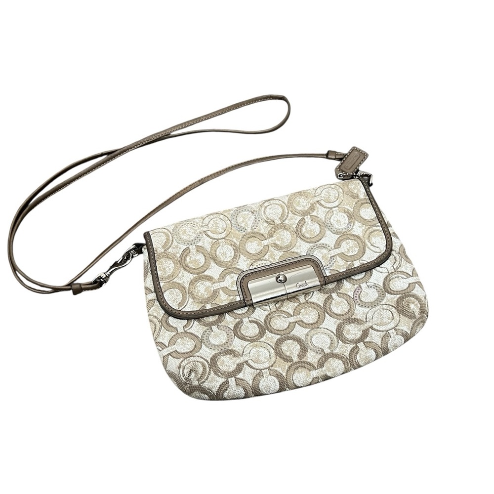 Coach Cream and Brown Crossbody Bag